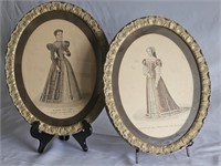 PAIR OF ANTIQUE FRAMED LATE 1800'S PARIS FASION
