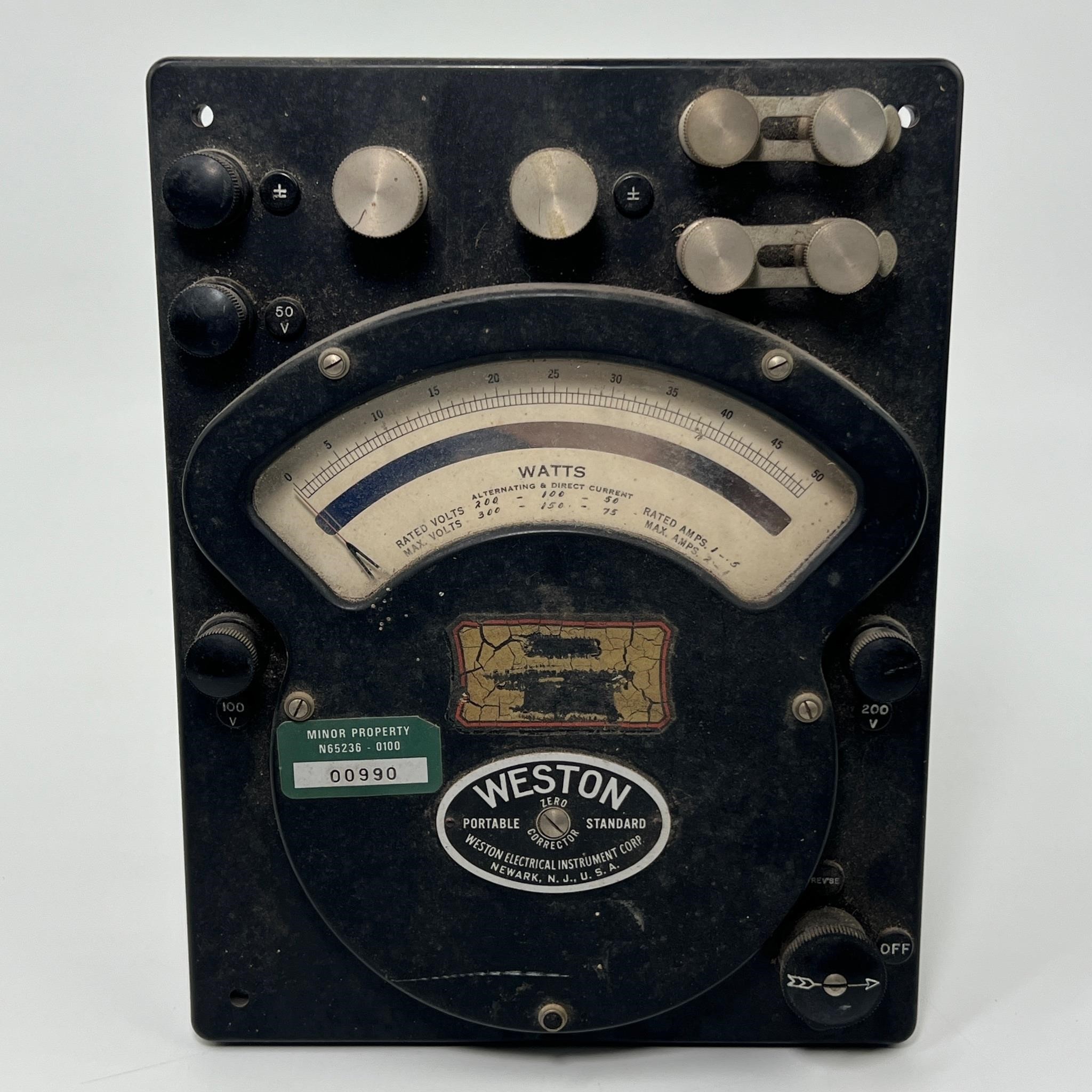 Vintage Weston AC DZ Watt Meter Model 371