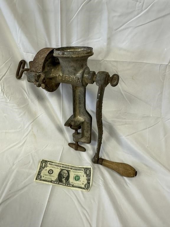 Old Corona Meat Grinder - With Vise Clamp Mount