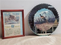 Vintage Wall Decor Mirror Diameter 15" & Calendar