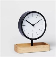 6.5" Desk Clock with Wood Tray