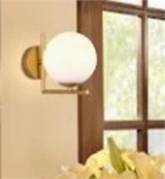 1-light Gold Globe Wall Sconce With Frosted Glass