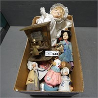 Box Lot of Collector Dolls & Porcelain Figurines