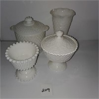 Assorted Vintage Milk Glass 4pc's