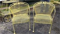 2 Woodard Wrought Iron Yellow Patio Outdoor Chair