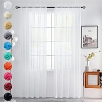 Curtain Voile Draperies 2 Panels White