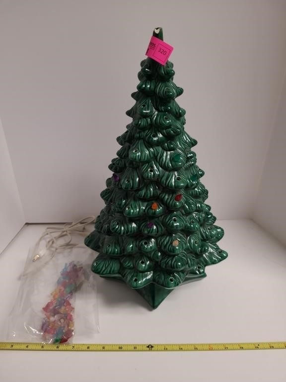 Vintage Ceramic Lighted Christmas Tree with Bulbs