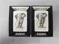 2 Zippo Spazuk Elephant Art Lighters