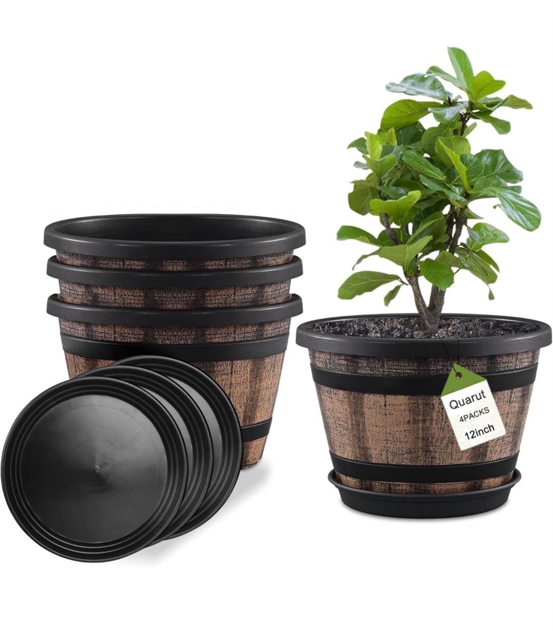 Quarut Plant Pots Set of 4 Pack 12 inch,Large