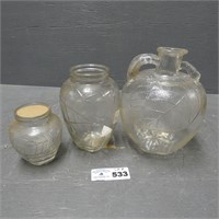 (3) Early Apple White House Vinegar Bottle / Jar