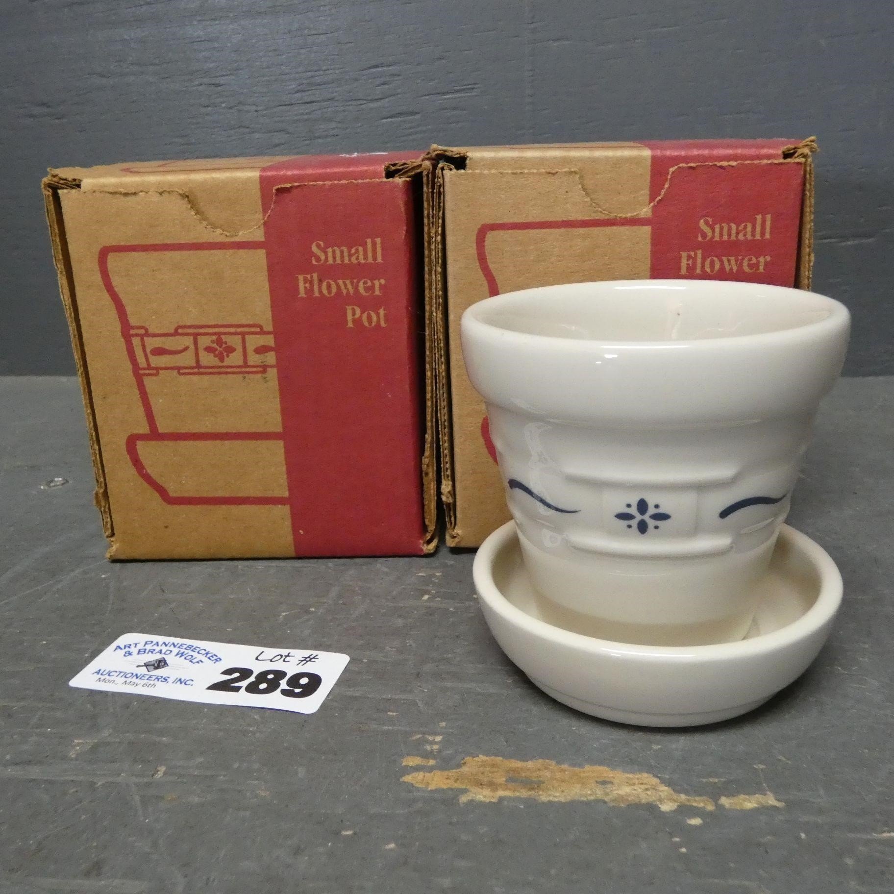 Pair of Longaberger Small Flower Pottery Pots