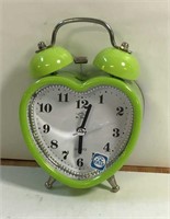 New Lime Green Heart Shaped Alarm Clock