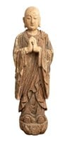 Chinese Monumental Polychrome Carved Wood Buddha