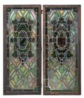 Leaded Stained Glass Armorial Window Panels, 2
