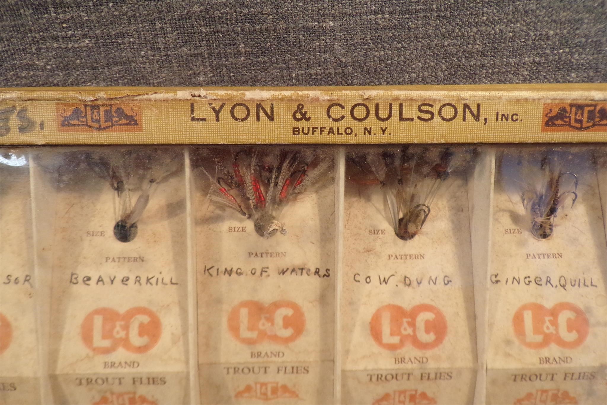 Antique Store Display Box of Lyon & Coulson Flies
