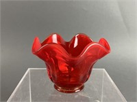 Vintage Amberina Ruffled Bowl