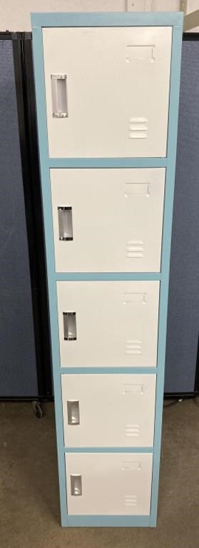 5 Door Metal Locker Unit 15"x17.75”x71”