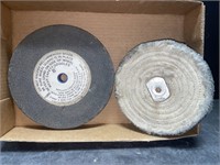 Used 8” grinding wheel and a 7” buffing wheel