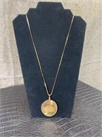GOLD PLATED ALAMO COIN PENDANT NECKLACE