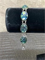 STERLING SILVER BRACELET WITH MULTI COLORED STONES