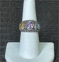 STERLING SILVER MULTI STONE RING