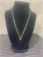 14KGF NECKLACE WITH AMBER STONE PENDANT