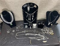 MIXED LOT SILVER TONE JEWELRY
