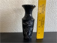 Etched Black Marble Vase
