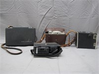 4 Vintage Photo Cameras (3 W/Cases 1 Leather Case)