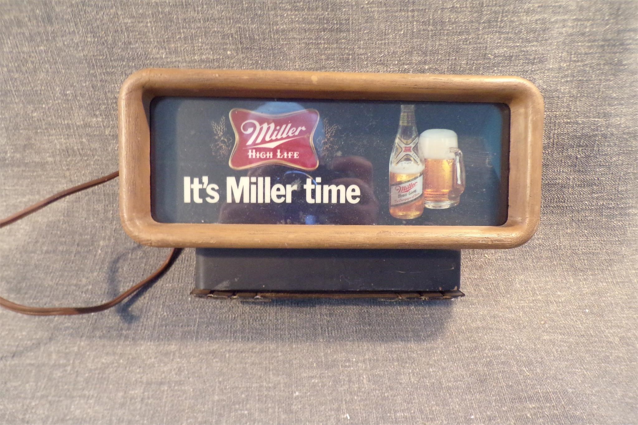 Vintage 1980's Miller High Life Lighted Adv. Sign