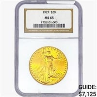 1927 $20 Gold Double Eagle NGC MS65