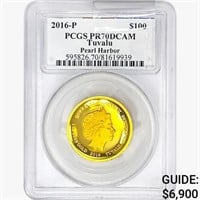 2016-P 1oz. Gold $10 Tuvalu Pearl Harbor PCGS