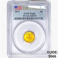 2012 $5 1/10oz. Gold Eagle PCGS MS70