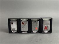 4 Red Flame Zippo Lighters