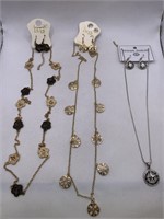 LOT OF 3 NEW NECKLACE & PIERCED EARRING SETS