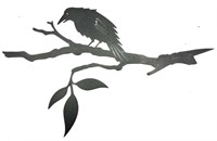 (5) Steel Laser Cut Wall Art (Crow on Branch)