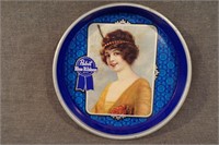 Vintage Pabst Blue Ribbon Flapper Girl Beer Tray