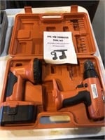 Drill and flashlight cordless tool kit, drill and