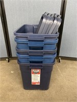 5 Rubbermaid Roughneck 18 Gal. Totes
