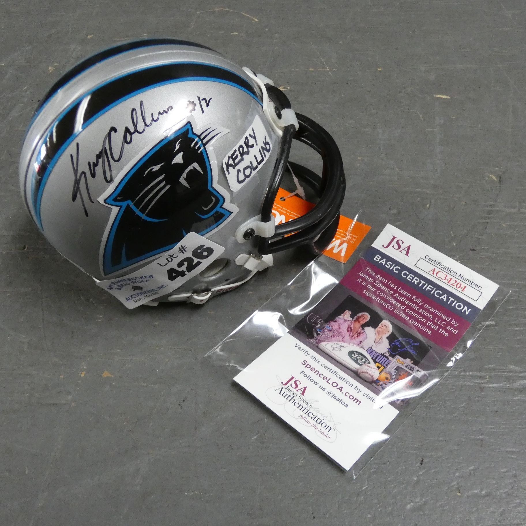 Kerry Collins Panthers Signed Mini Helmet w/JSA