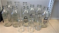 QTY 13 Assorted Dairy Bottles as seen