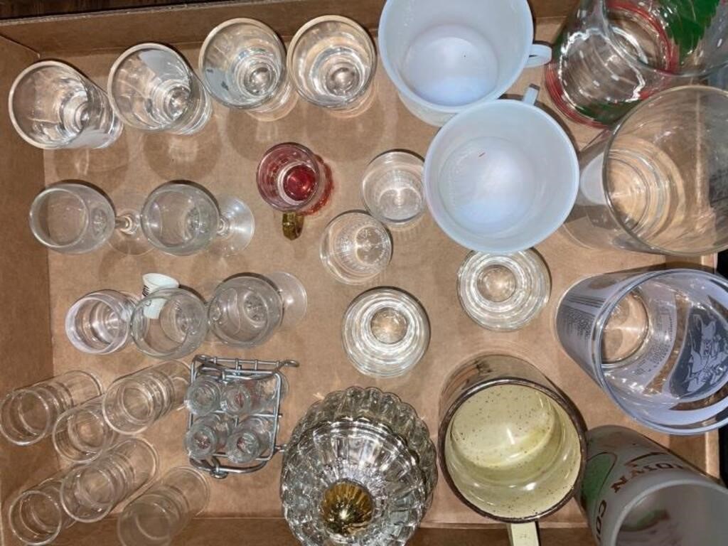 Misc. bar glass, vintage glass, cups, & more.