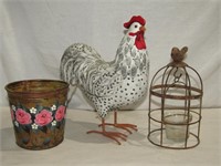 9" T Rooster & Candle Holders