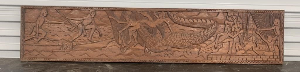 Large Alligator Wood Carved Wall Art
