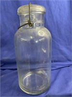 Half Gallon glass jar with wire Bail and glass
