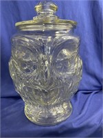 Vintage Libbey’s OWL Cookie Jar.  Clear glass