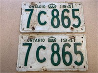Pair of 1941 Ontario License Plates
