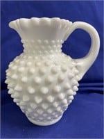 Fenton Milk Glass Hobnail pitcher.  5 1/4” tall.