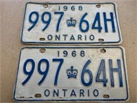 Pair of 1968 Ontario License Plates