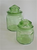 PAIR OF BEAUTIFUL VTG LE SMITH LIME GREEN CANNISTE